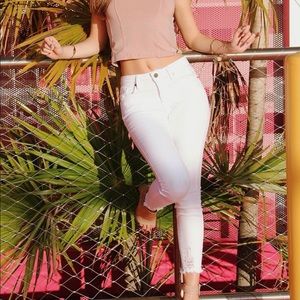 White Distressed Stretch Jeans